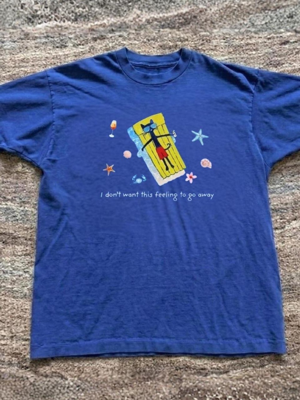 Gildan Royal Blue Short Sleeve Tee with Beach Cat Graphic
